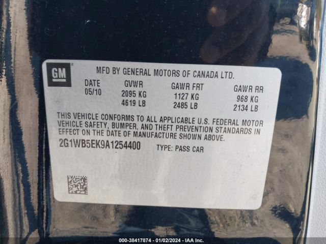 Photo 8 VIN: 2G1WB5EK9A1254400 - CHEVROLET IMPALA 