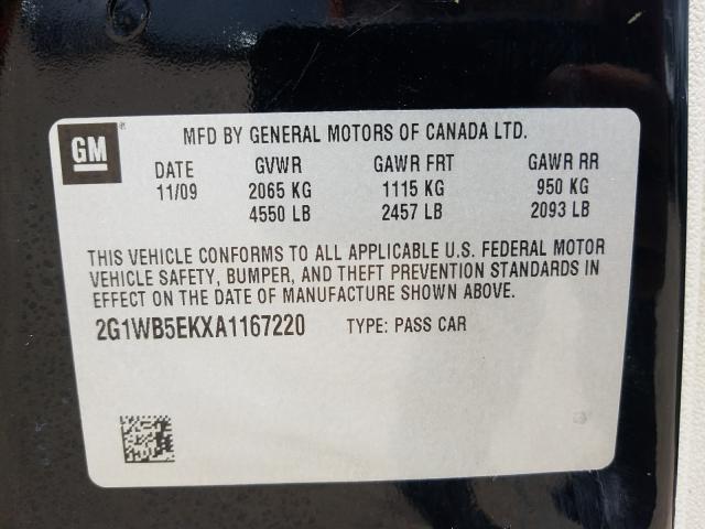 Photo 9 VIN: 2G1WB5EKXA1167220 - CHEVROLET IMPALA LT 