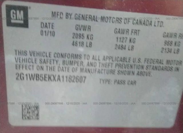 Photo 8 VIN: 2G1WB5EKXA1182607 - CHEVROLET IMPALA 