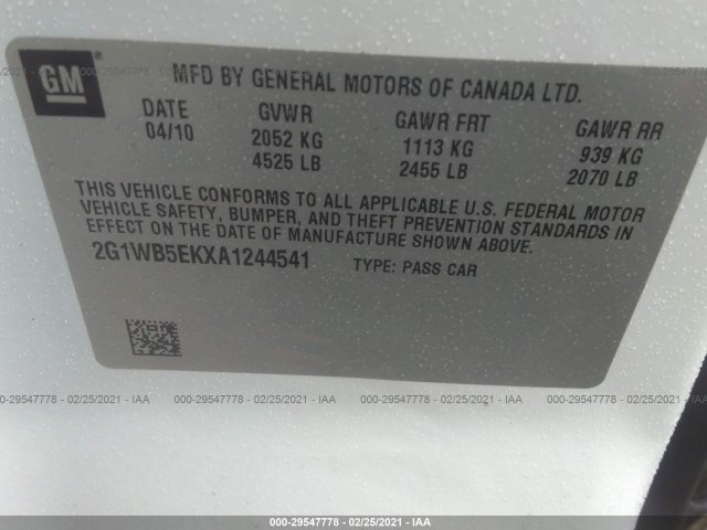 Photo 8 VIN: 2G1WB5EKXA1244541 - CHEVROLET IMPALA 