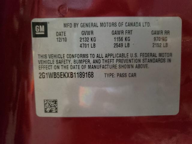 Photo 9 VIN: 2G1WB5EKXB1189168 - CHEVROLET IMPALA LT 