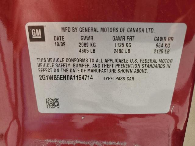 Photo 11 VIN: 2G1WB5EN0A1154714 - CHEVROLET IMPALA LT 