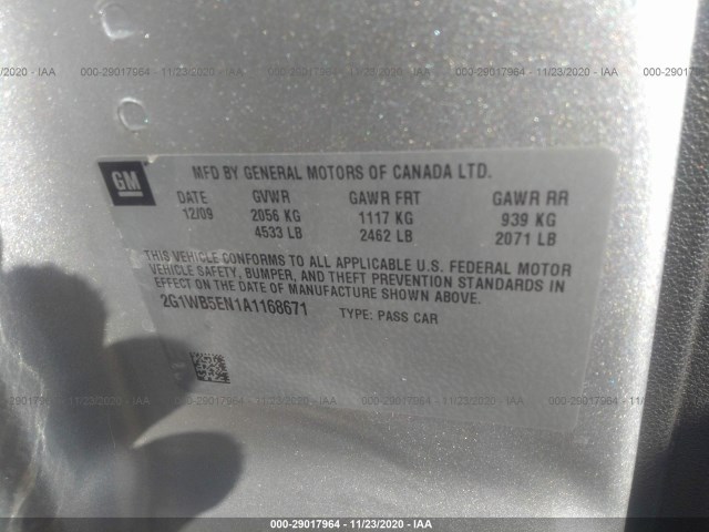 Photo 8 VIN: 2G1WB5EN1A1168671 - CHEVROLET IMPALA 