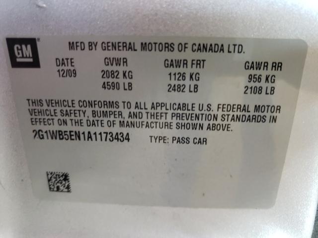 Photo 9 VIN: 2G1WB5EN1A1173434 - CHEVROLET IMPALA LT 