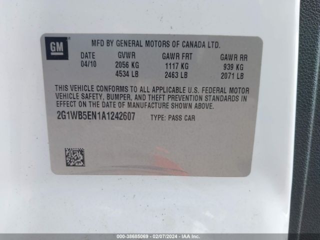 Photo 8 VIN: 2G1WB5EN1A1242607 - CHEVROLET IMPALA 