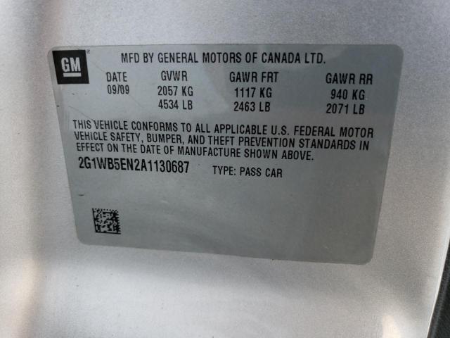 Photo 11 VIN: 2G1WB5EN2A1130687 - CHEVROLET IMPALA LT 