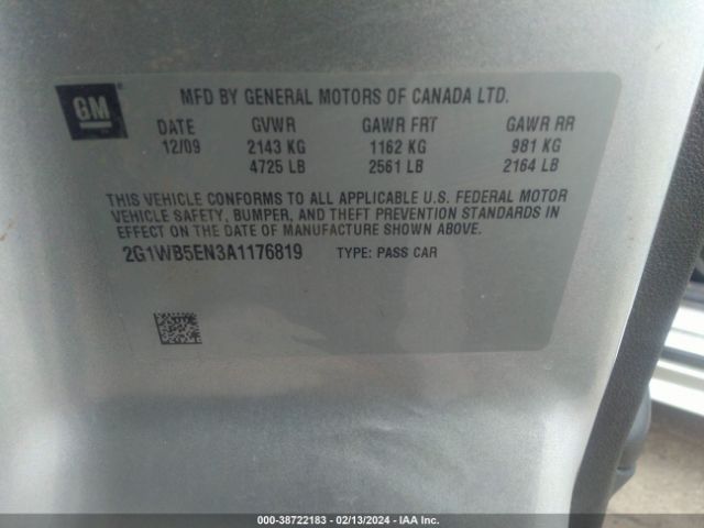 Photo 8 VIN: 2G1WB5EN3A1176819 - CHEVROLET IMPALA 