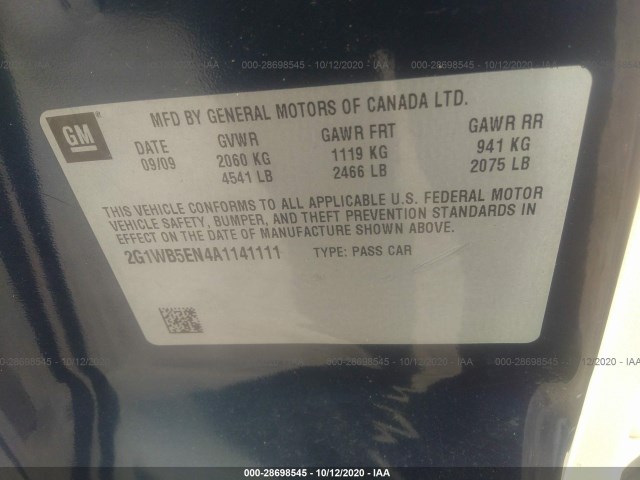 Photo 8 VIN: 2G1WB5EN4A1141111 - CHEVROLET IMPALA 