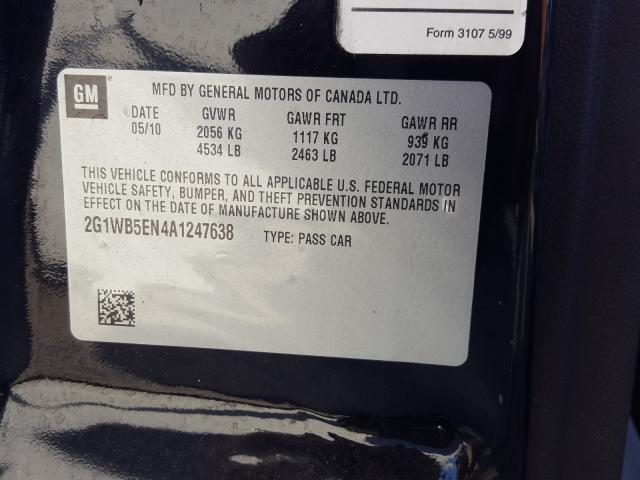 Photo 9 VIN: 2G1WB5EN4A1247638 - CHEVROLET IMPALA LT 