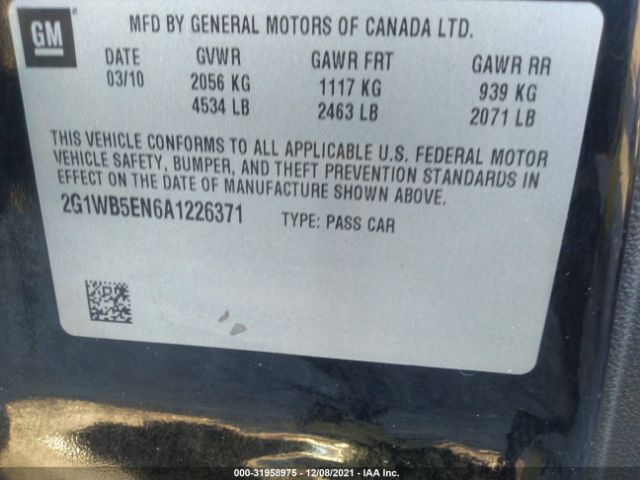 Photo 8 VIN: 2G1WB5EN6A1226371 - CHEVROLET IMPALA 