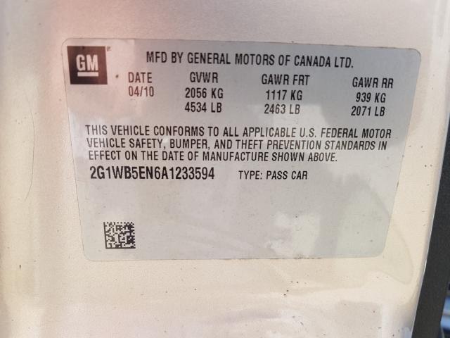 Photo 9 VIN: 2G1WB5EN6A1233594 - CHEVROLET IMPALA LT 