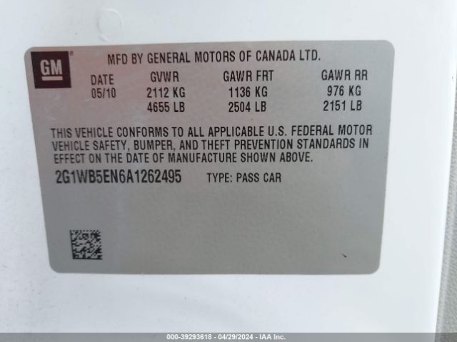 Photo 8 VIN: 2G1WB5EN6A1262495 - CHEVROLET IMPALA 