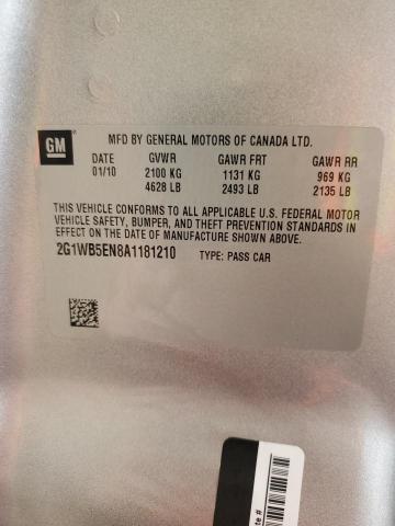 Photo 11 VIN: 2G1WB5EN8A1181210 - CHEVROLET IMPALA LT 