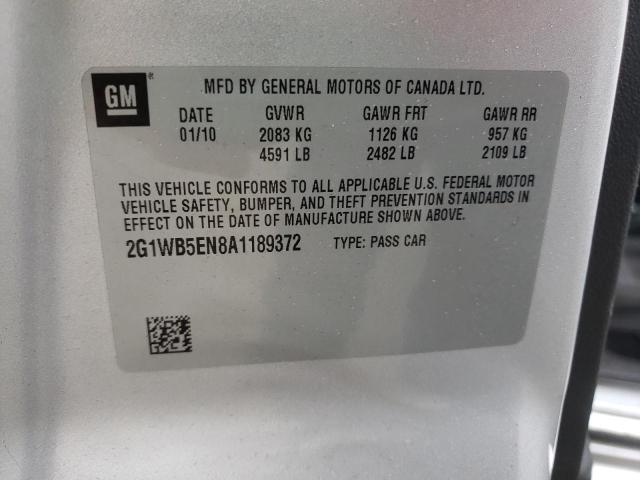 Photo 9 VIN: 2G1WB5EN8A1189372 - CHEVROLET IMPALA LT 