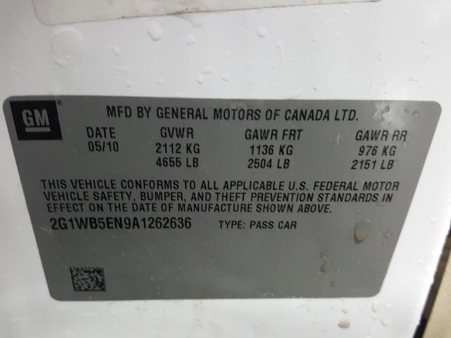 Photo 9 VIN: 2G1WB5EN9A1262636 - CHEVROLET IMPALA LT 