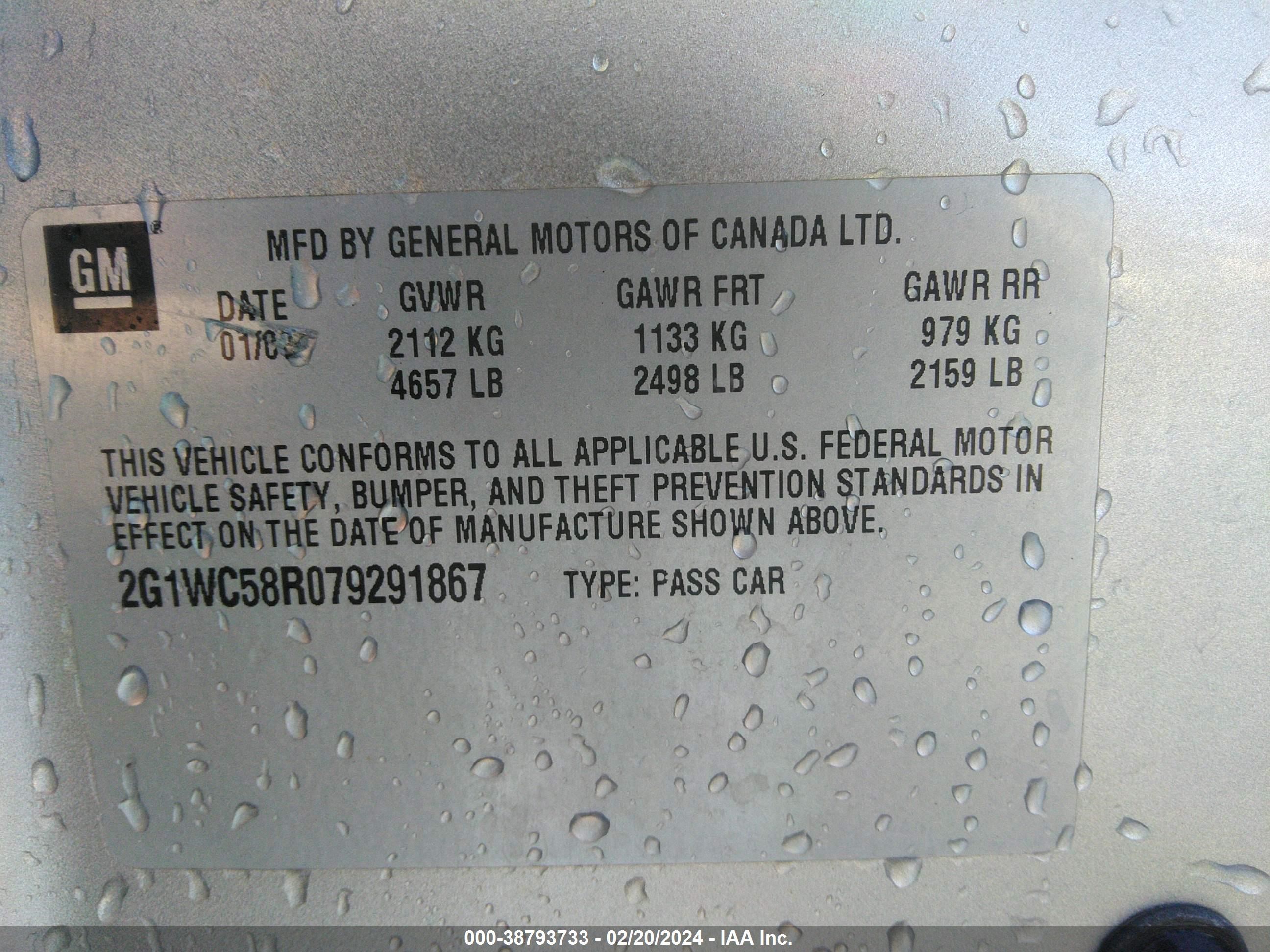 Photo 8 VIN: 2G1WC58R079291867 - CHEVROLET IMPALA 