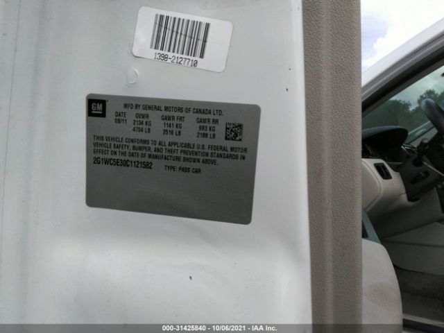 Photo 8 VIN: 2G1WC5E30C1121582 - CHEVROLET IMPALA 