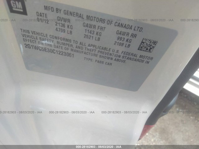 Photo 8 VIN: 2G1WC5E30C1223061 - CHEVROLET IMPALA 