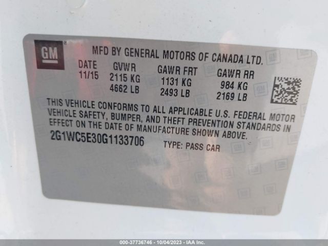 Photo 8 VIN: 2G1WC5E30G1133706 - CHEVROLET IMPALA LIMITED 