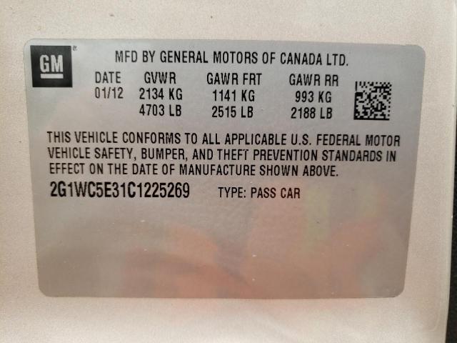 Photo 12 VIN: 2G1WC5E31C1225269 - CHEVROLET IMPALA LTZ 