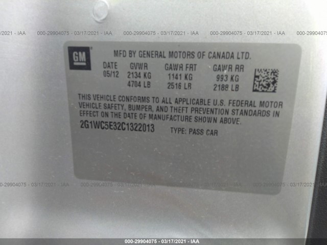 Photo 8 VIN: 2G1WC5E32C1322013 - CHEVROLET IMPALA 