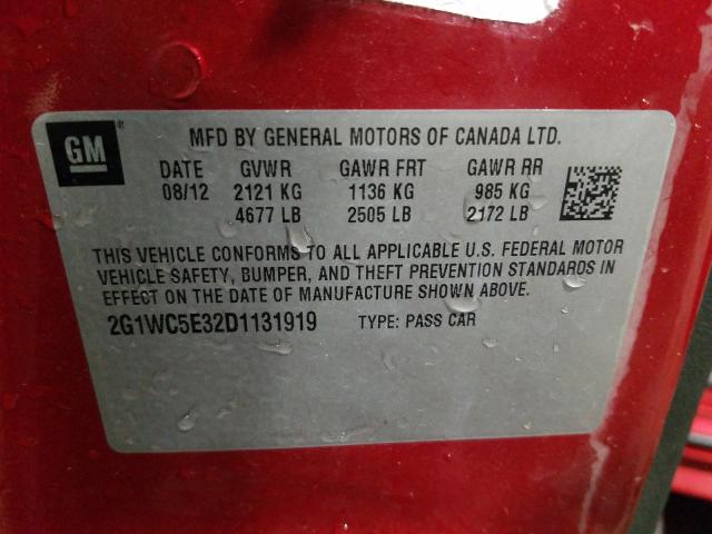 Photo 9 VIN: 2G1WC5E32D1131919 - CHEVROLET IMPALA LTZ 