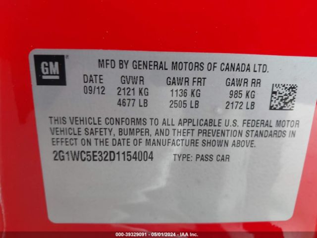 Photo 8 VIN: 2G1WC5E32D1154004 - CHEVROLET IMPALA 