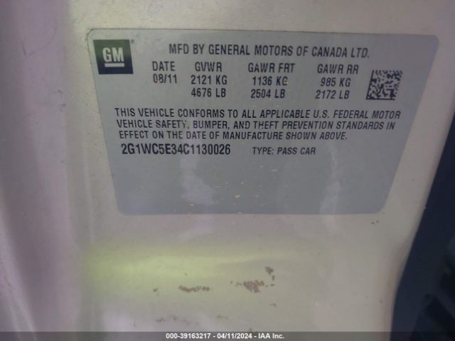 Photo 8 VIN: 2G1WC5E34C1130026 - CHEVROLET IMPALA 