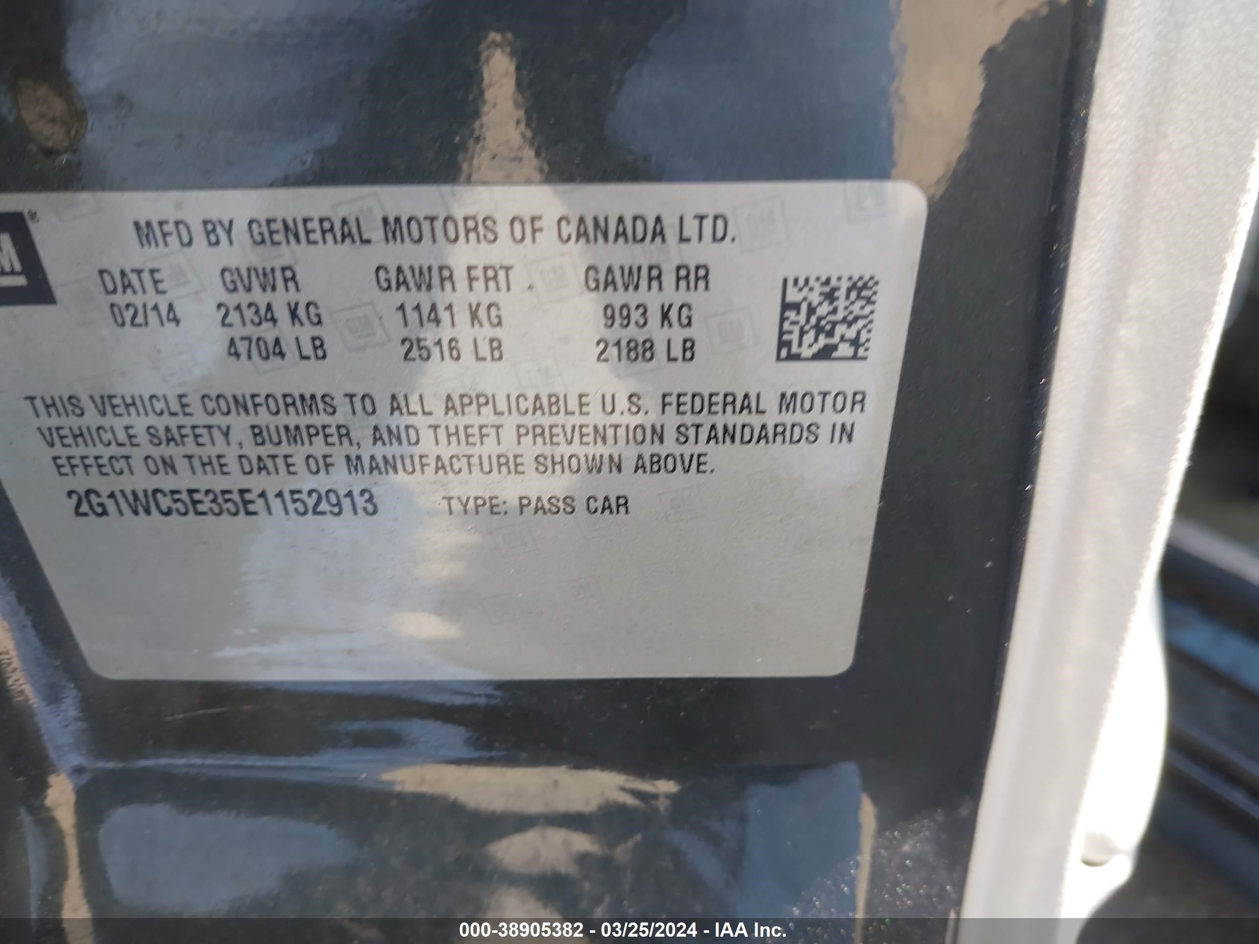 Photo 8 VIN: 2G1WC5E35E1152913 - CHEVROLET IMPALA LIMITED 