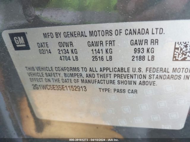 Photo 8 VIN: 2G1WC5E35E1152913 - CHEVROLET IMPALA LIMITED 