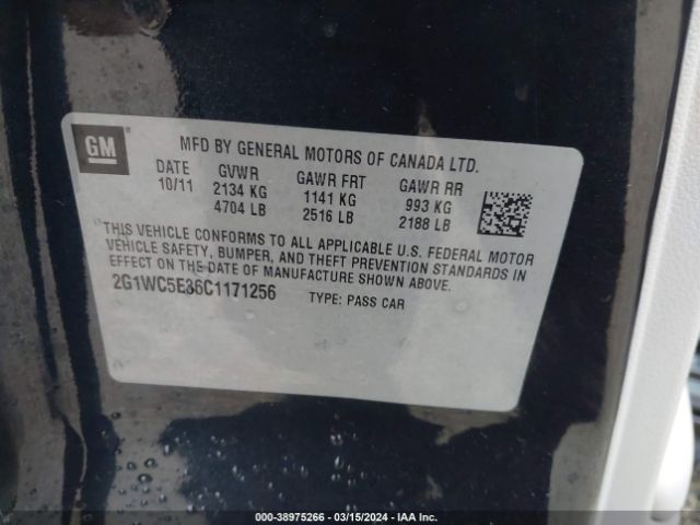 Photo 8 VIN: 2G1WC5E36C1171256 - CHEVROLET IMPALA 