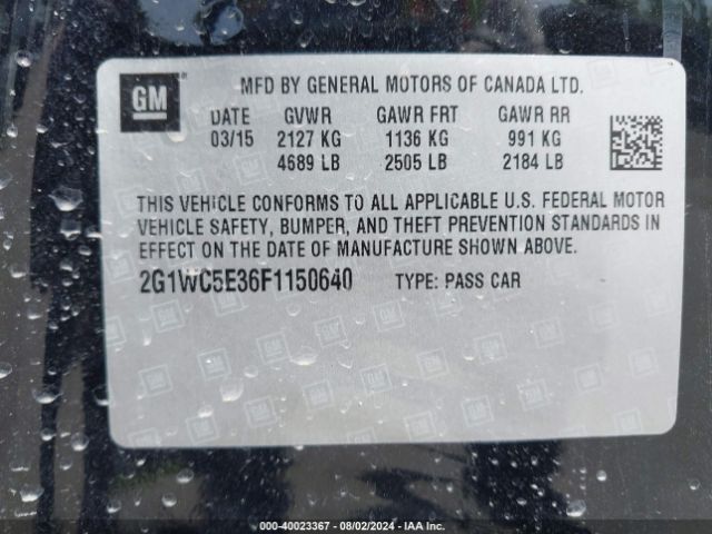 Photo 8 VIN: 2G1WC5E36F1150640 - CHEVROLET IMPALA LIMITED 