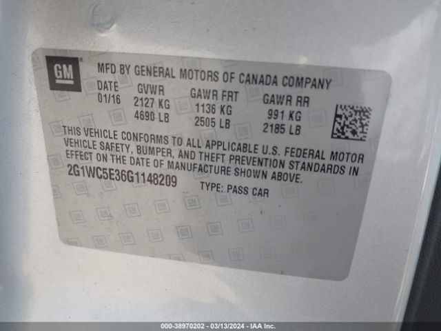 Photo 8 VIN: 2G1WC5E36G1148209 - CHEVROLET IMPALA LIMITED 