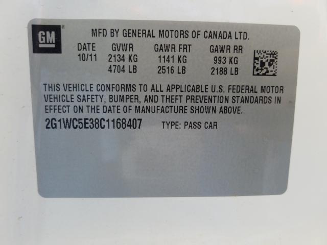 Photo 9 VIN: 2G1WC5E38C1168407 - CHEVROLET IMPALA LTZ 