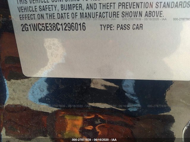 Photo 8 VIN: 2G1WC5E38C1296016 - CHEVROLET IMPALA 