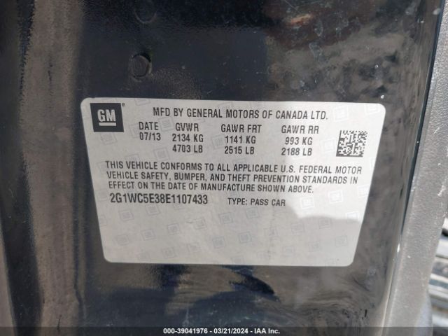 Photo 8 VIN: 2G1WC5E38E1107433 - CHEVROLET IMPALA LIMITED 