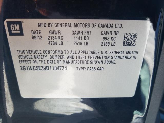 Photo 9 VIN: 2G1WC5E39D1104734 - CHEVROLET IMPALA LTZ 