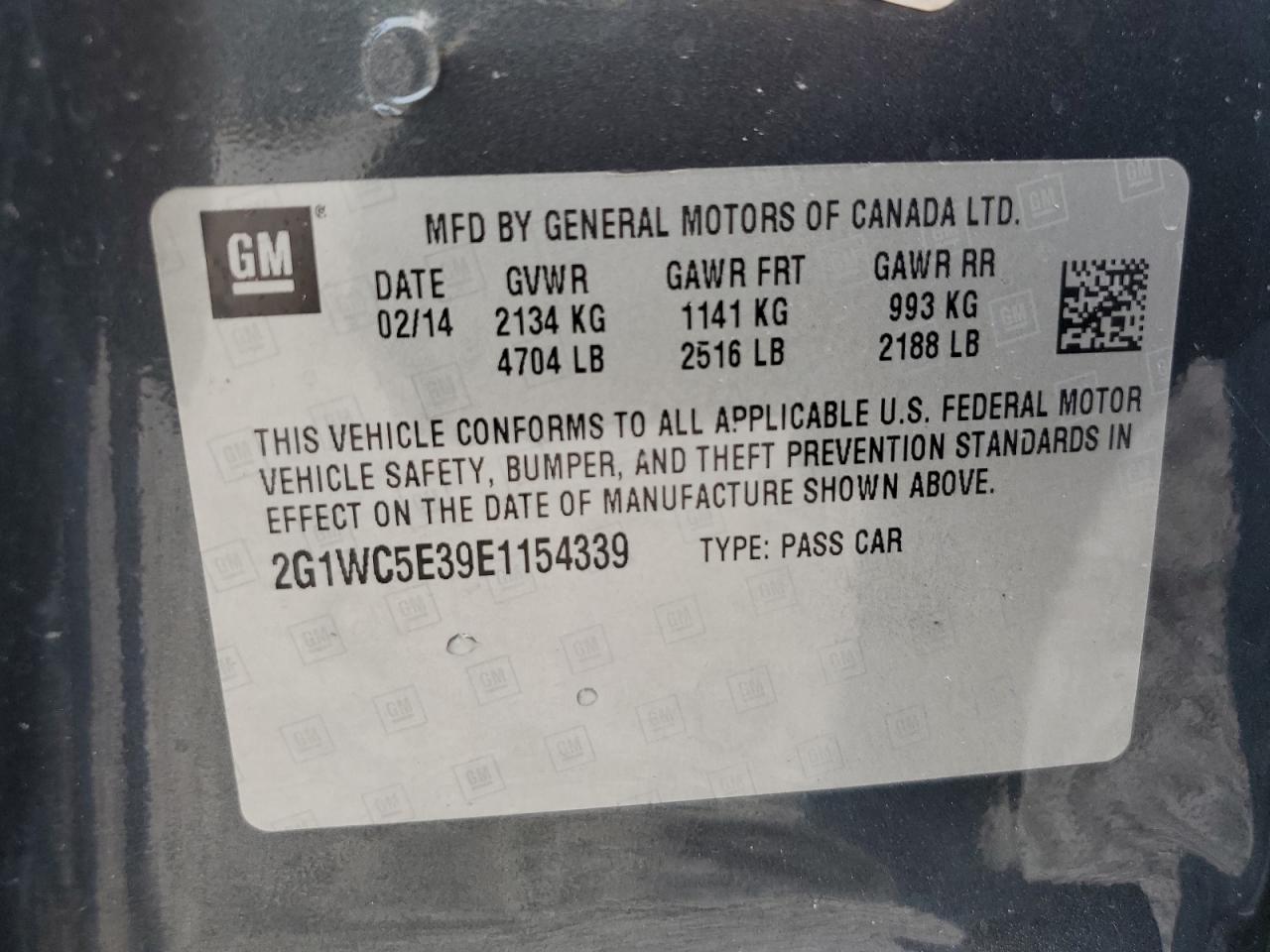 Photo 11 VIN: 2G1WC5E39E1154339 - CHEVROLET IMPALA 