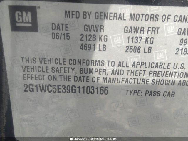 Photo 8 VIN: 2G1WC5E39G1103166 - CHEVROLET IMPALA LIMITED 