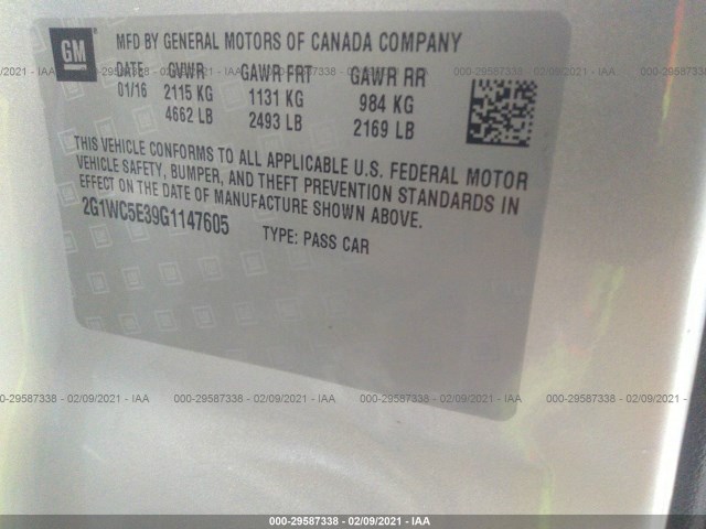 Photo 8 VIN: 2G1WC5E39G1147605 - CHEVROLET IMPALA LIMITED 