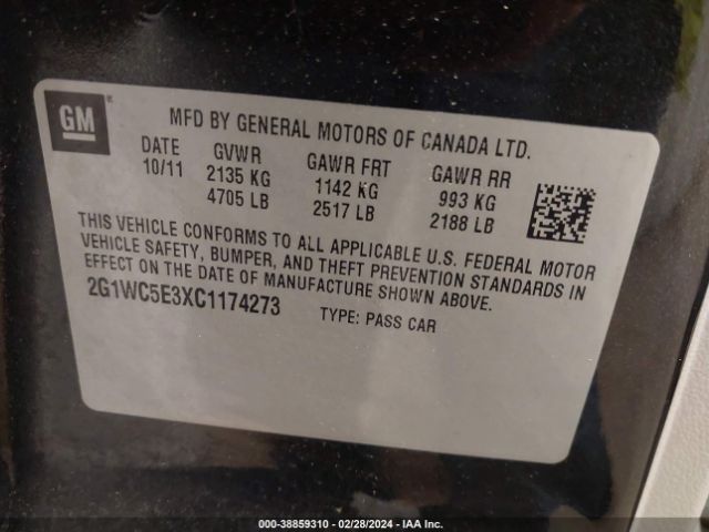 Photo 8 VIN: 2G1WC5E3XC1174273 - CHEVROLET IMPALA 