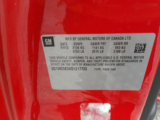 Photo 9 VIN: 2G1WC5E3XD1217723 - CHEVROLET IMPALA LTZ 