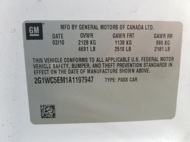 Photo 9 VIN: 2G1WC5EM1A1197947 - CHEVROLET IMPALA LTZ 