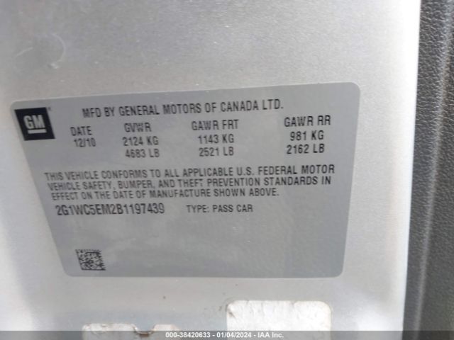 Photo 8 VIN: 2G1WC5EM2B1197439 - CHEVROLET IMPALA 