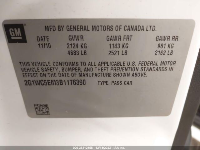 Photo 8 VIN: 2G1WC5EM3B1176390 - CHEVROLET IMPALA 