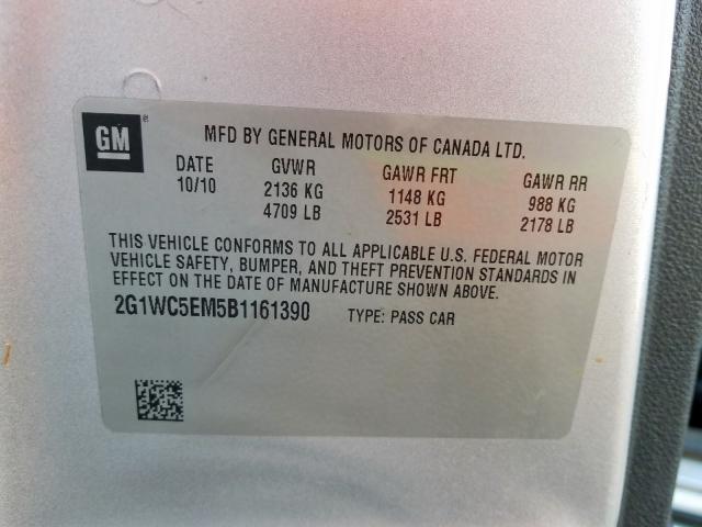 Photo 9 VIN: 2G1WC5EM5B1161390 - CHEVROLET IMPALA LTZ 