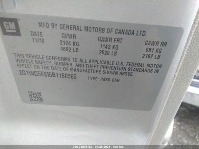 Photo 8 VIN: 2G1WC5EM5B1180585 - CHEVROLET IMPALA 