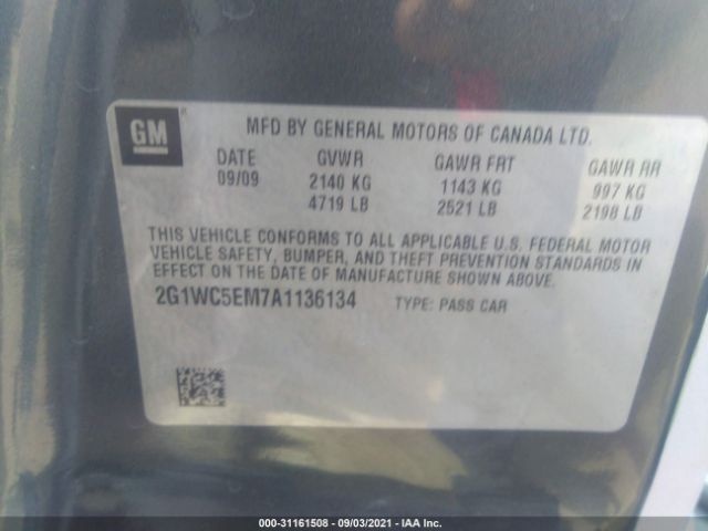 Photo 8 VIN: 2G1WC5EM7A1136134 - CHEVROLET IMPALA 