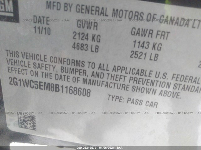 Photo 8 VIN: 2G1WC5EM8B1168608 - CHEVROLET IMPALA 