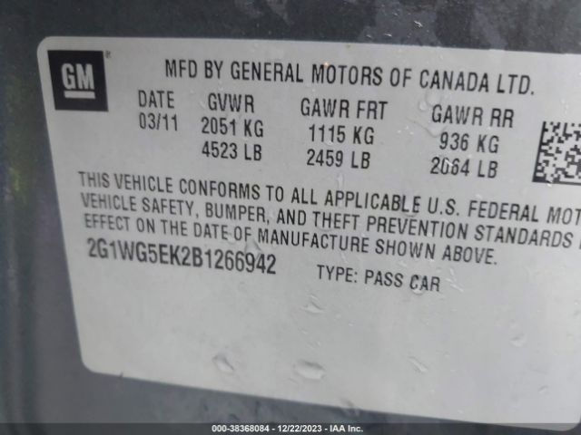 Photo 8 VIN: 2G1WC5EMXB1190027 - CHEVROLET IMPALA 